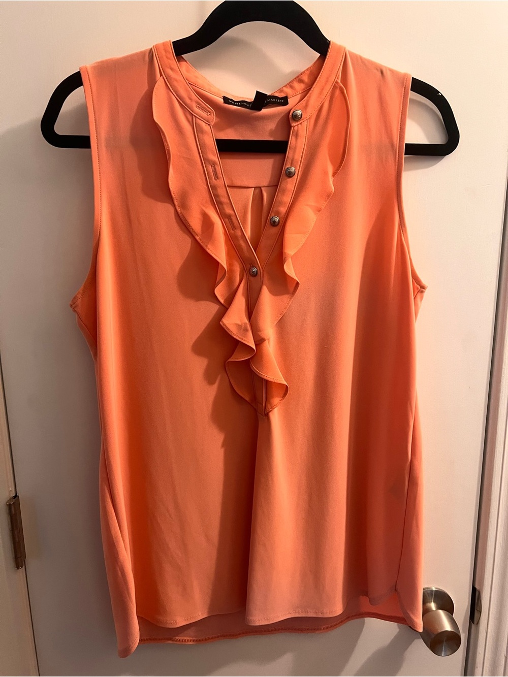 White House Black Market Coral Ruffled Sleeveless Blouse